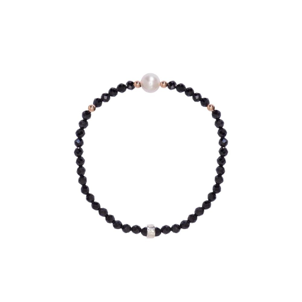 Bracciale Elastica Perle E Spinello Nero