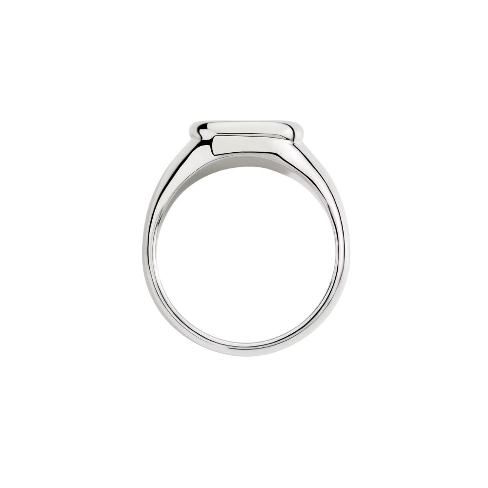 Anello Sigillo Argento E Diamante Bianco