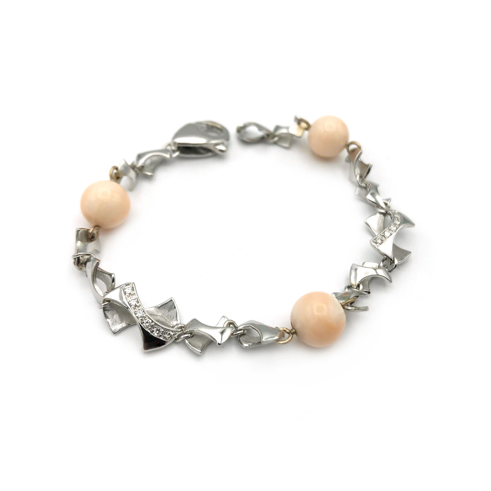Bracciale Corallo E Oro Bianco