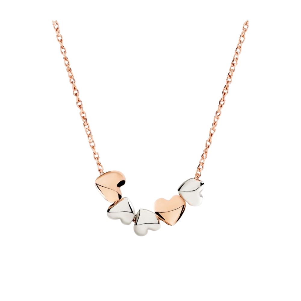 Collana Cuore Oro Rosa E Argento