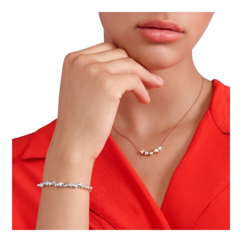 Collana Cuore Oro Rosa E Argento